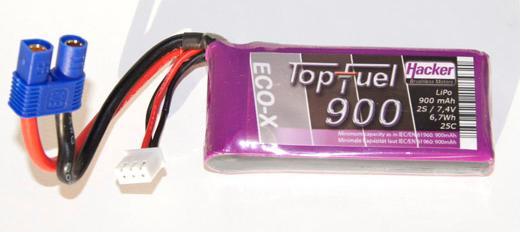 LiPo TopFuel 900 mAh 2S 25C ECO-X
